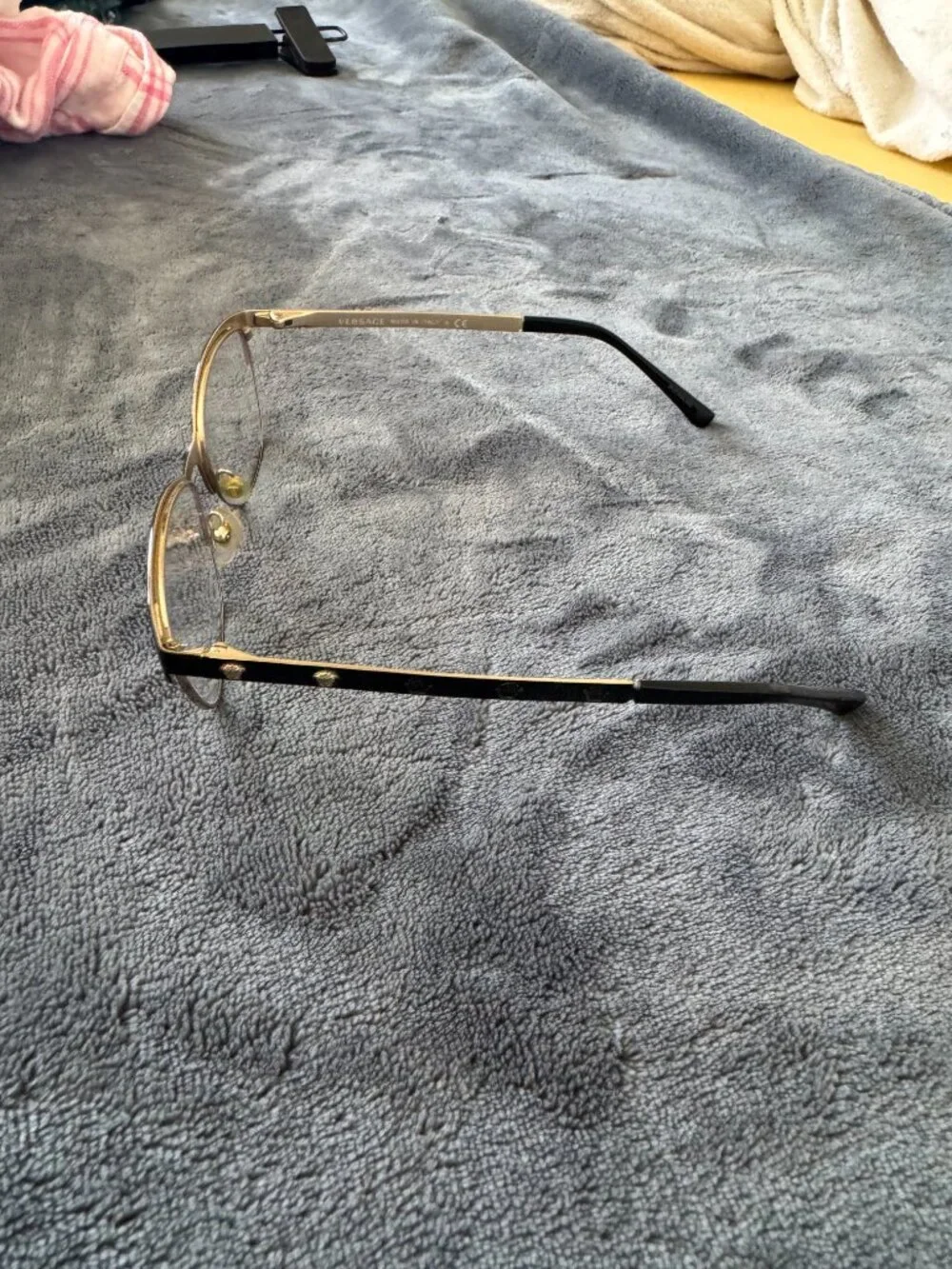 Versace Blue Light Glasses Black Gold Semi Rimless Cat Eye Medusa Frames Italy